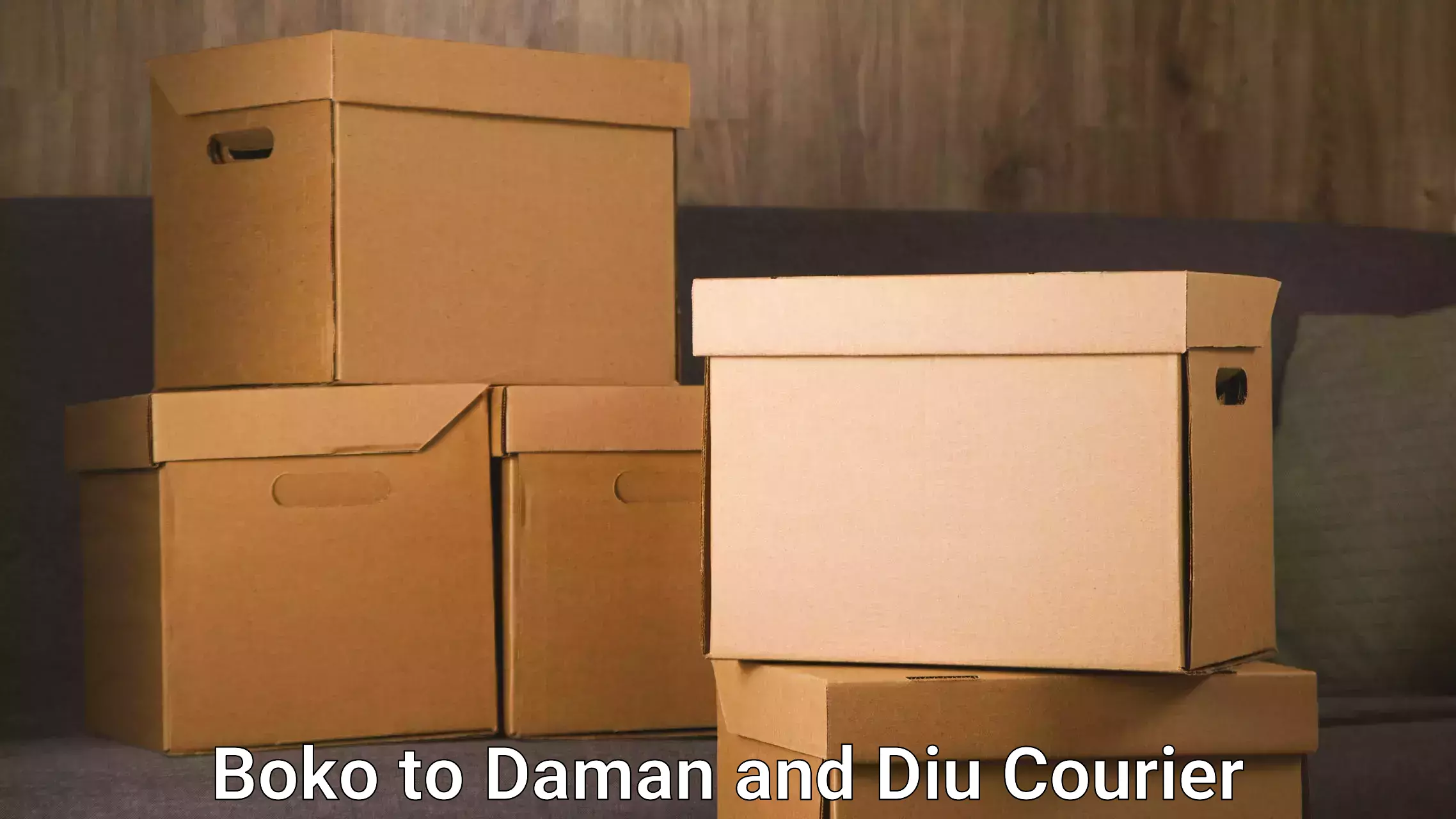 Reliable package handling Boko to Daman and Diu