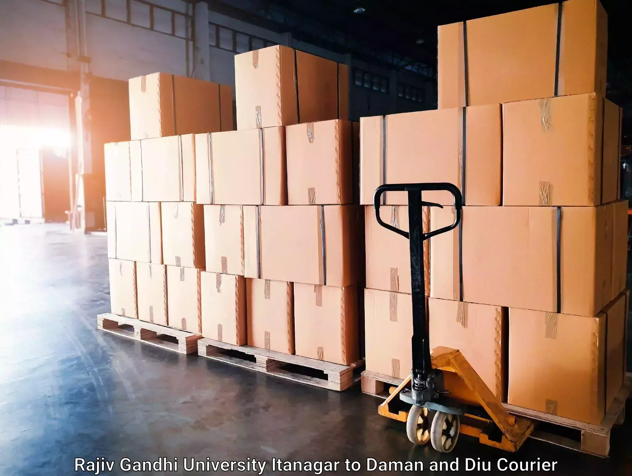 Round-the-clock parcel delivery Rajiv Gandhi University Itanagar to Daman and Diu
