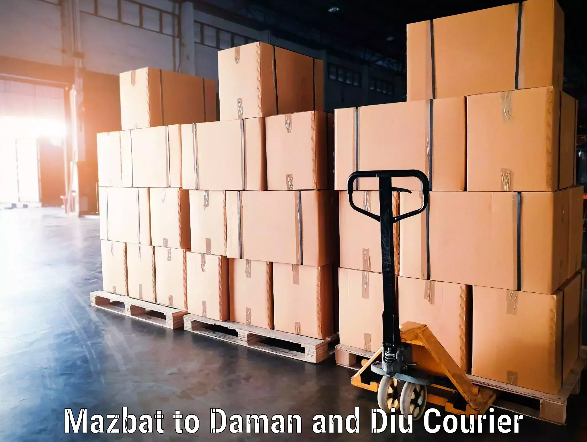 Doorstep luggage collection Mazbat to Daman and Diu