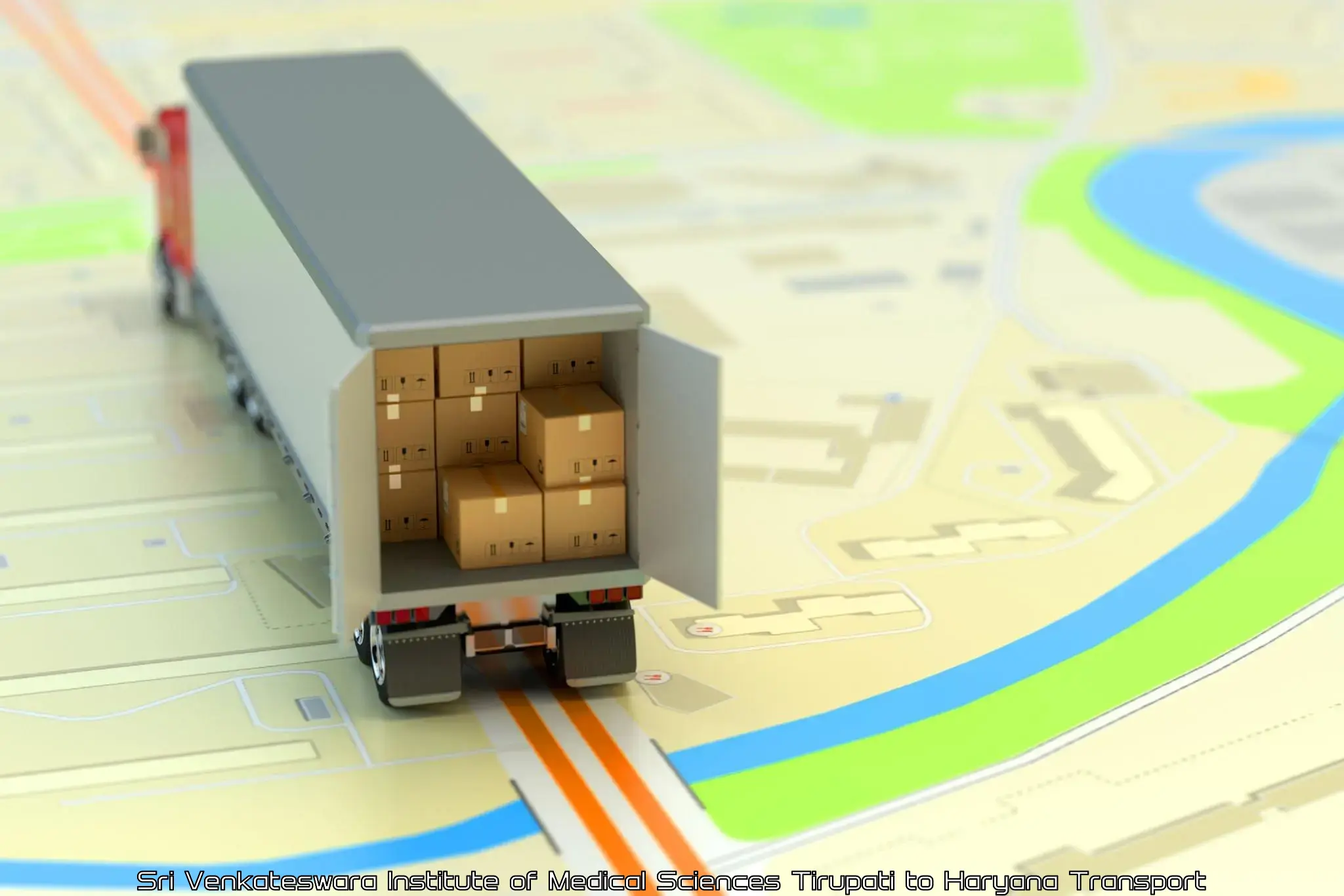 Interstate goods transport Sri Venkateswara Institute of Medical Sciences Tirupati to Gurgaon