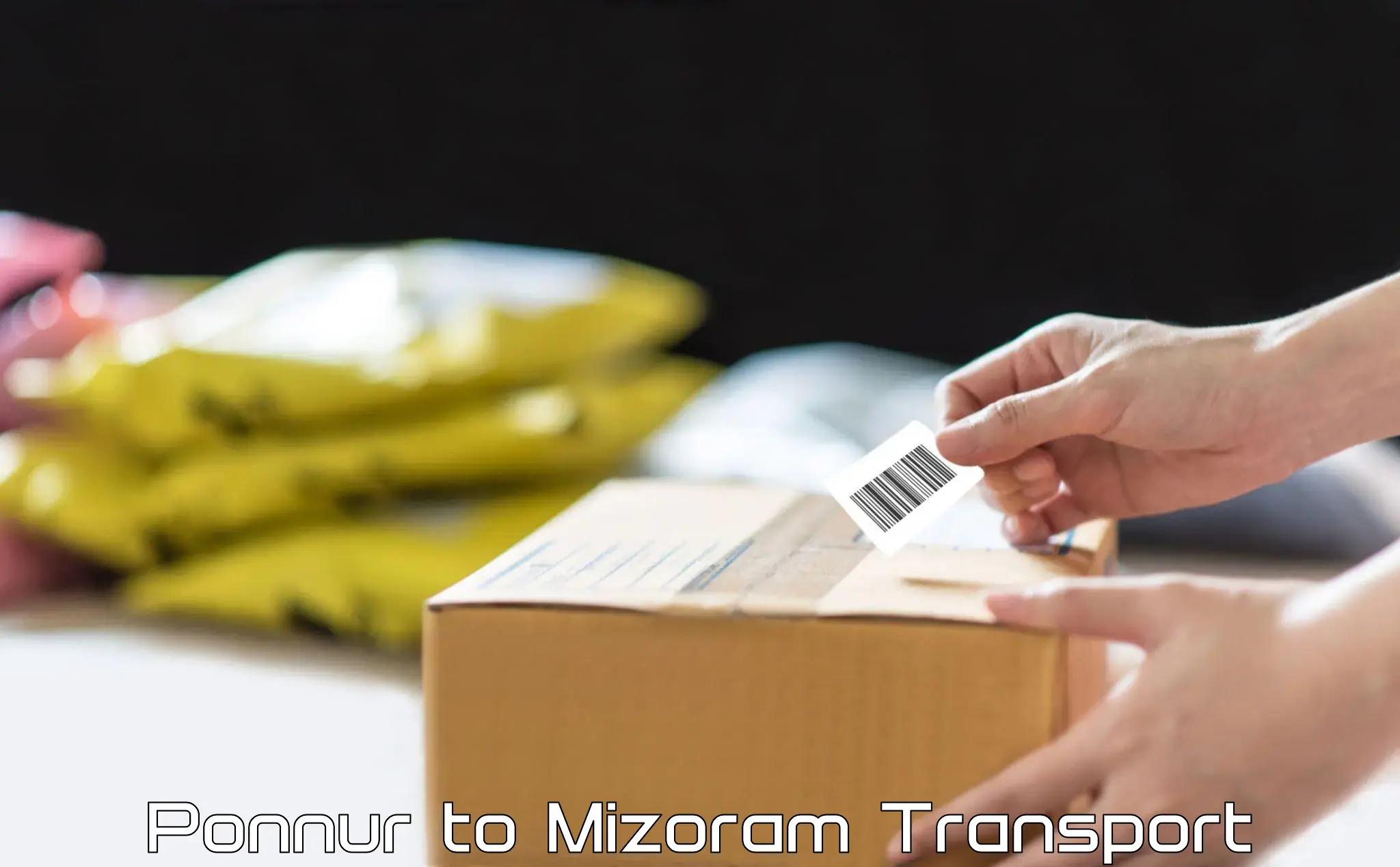 Container transport service in Ponnur to Mizoram University Aizawl